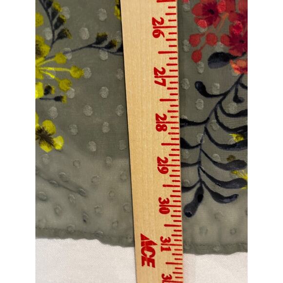 Catherines Tunic Top sz 1X Plus Grey Green Lined Tassel Neckline Peasant Boho - Picture 4 of 7